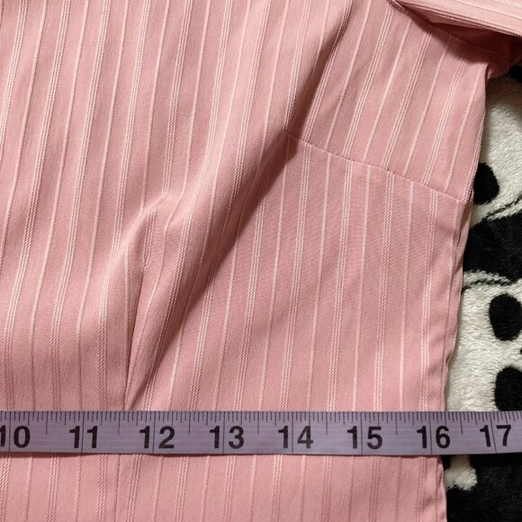 JESSICA Dusty rose pink vertical striped button-down shirt ~ MEDIUM LARGE blouse - Picture 8 of 14